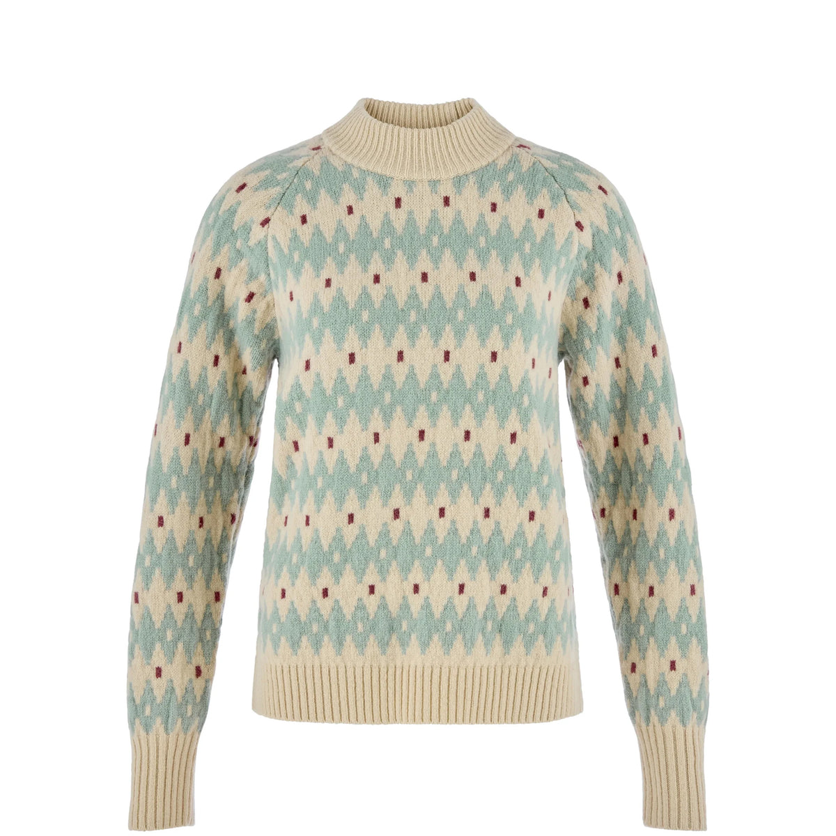 Fjallraven Womens Ovik Jacquard Knit Light Beige / Misty Green