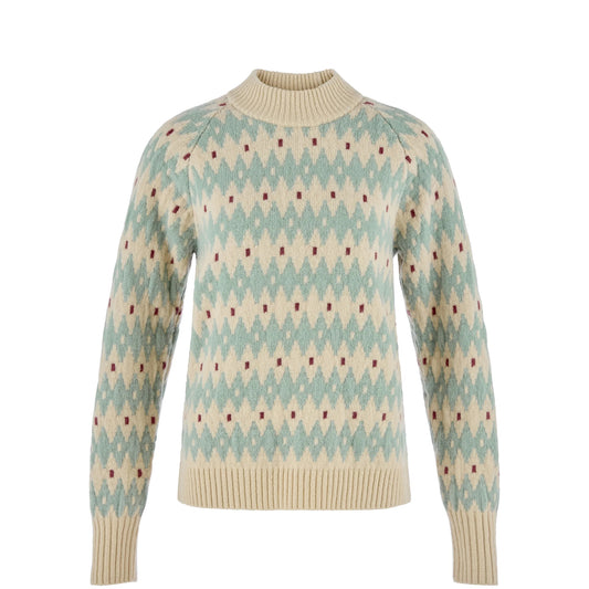 Fjallraven Womens Ovik Jacquard Knit Light Beige / Misty Green