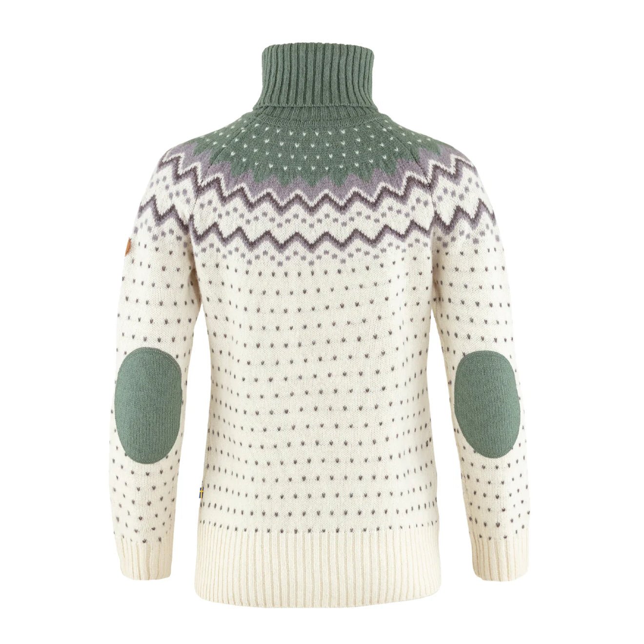 Fjallraven Womens Ovik Knit Roller Neck Chalk White / Patina Green - The Sporting Lodge