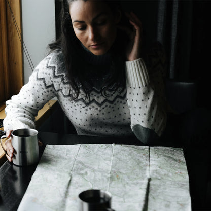 Fjallraven Womens Ovik Knit Roller Neck Chalk White / Patina Green