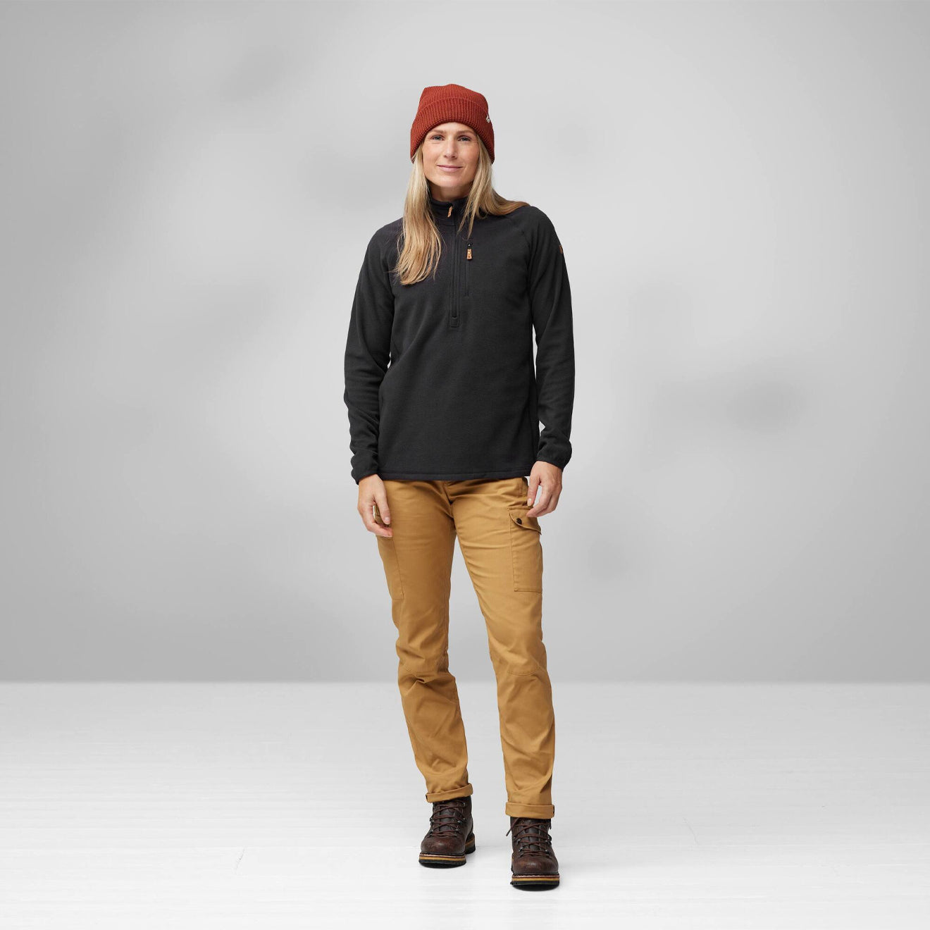Fjallraven Womens Ovik Lite Fleece Half Zip Chalk White