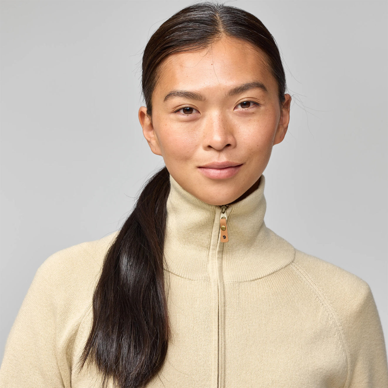 Fjallraven Womens Ovik Lite Half Zip Light Beige
