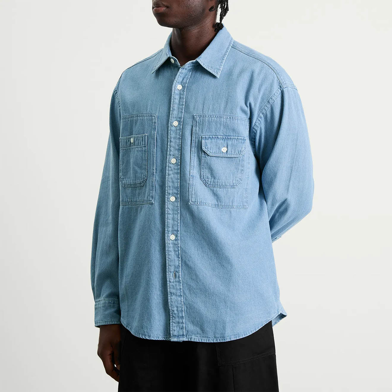 Frizmworks Bleach Denim Utility Shirt Mid Blue