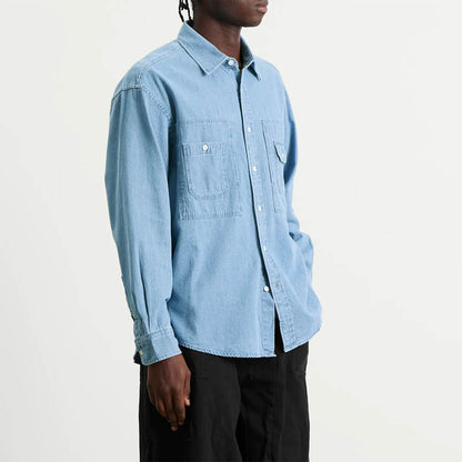 Frizmworks Bleach Denim Utility Shirt Mid Blue