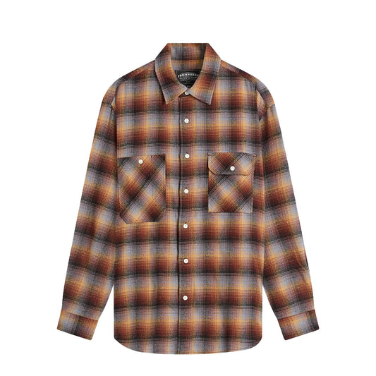 Frizmworks Flannel Check Work Shirt Brown Sky