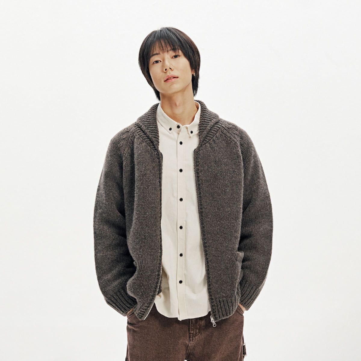 Frizmworks Heavy Cowichan Zipup Cardigan Sephia