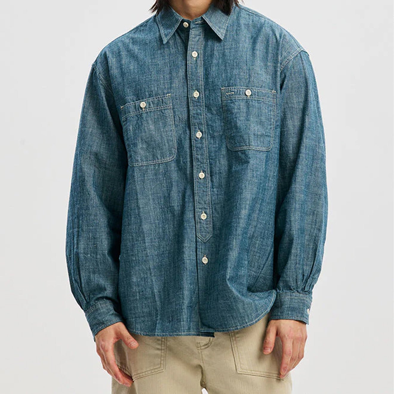 Frizmworks Kuroki Chambray Work Shirt Washed Blue
