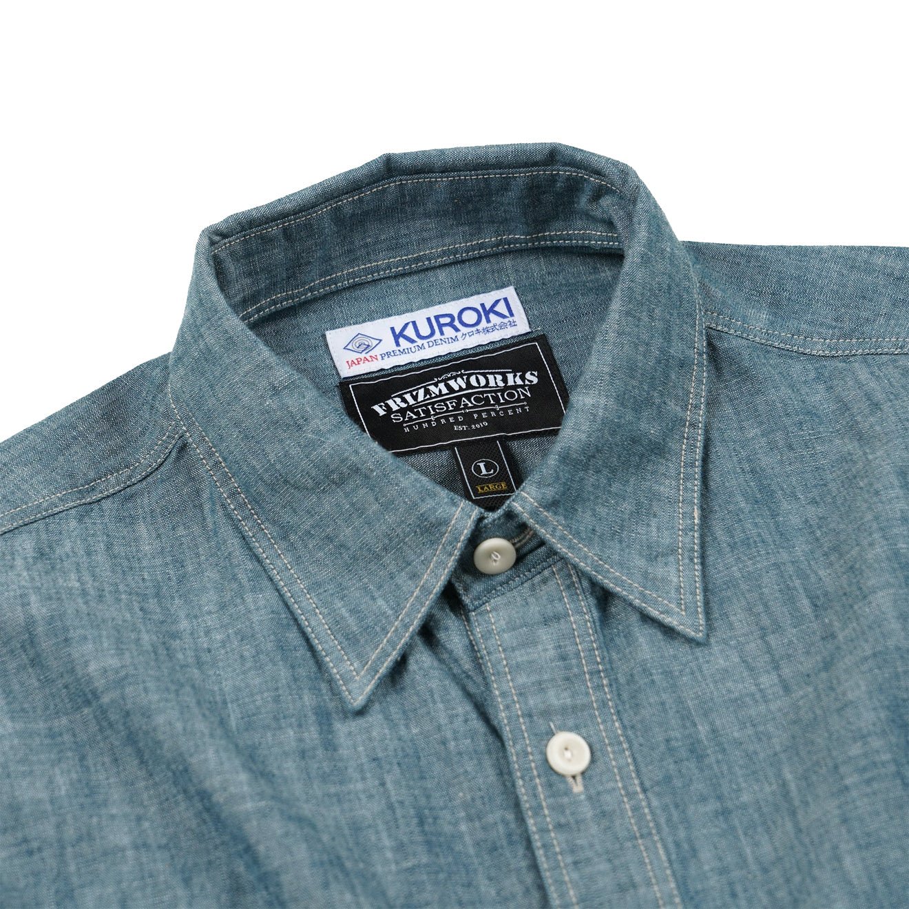 Frizmworks Kuroki Chambray Work Shirt Washed Blue