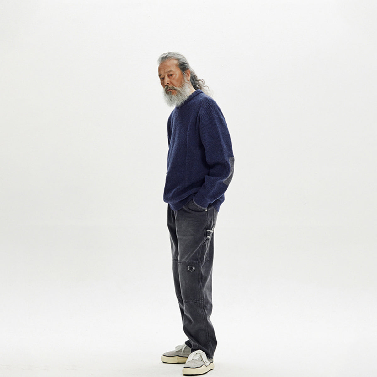 Frizmworks Patch Round Pullover Knit Navy