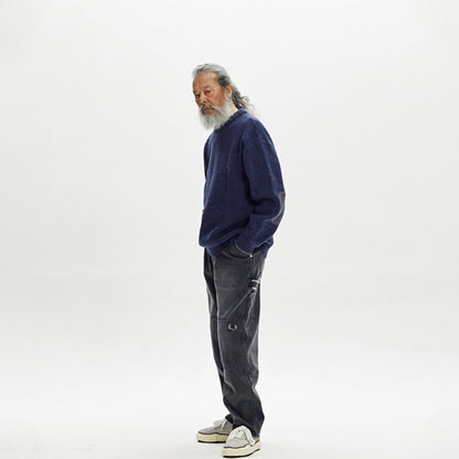 Frizmworks Patch Round Pullover Knit Navy