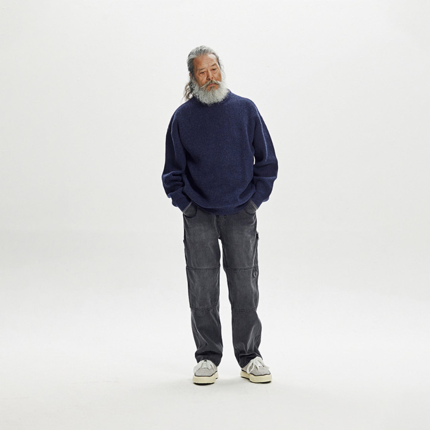 Frizmworks Patch Round Pullover Knit Navy