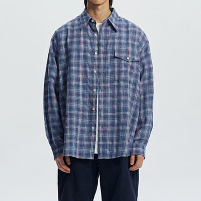 Frizmworks Uneven Check Shirt Blue