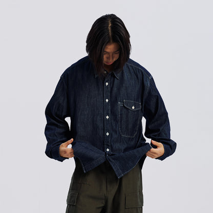 Frizmworks Utility Flap Pocket Denim Work Shirt Indigo