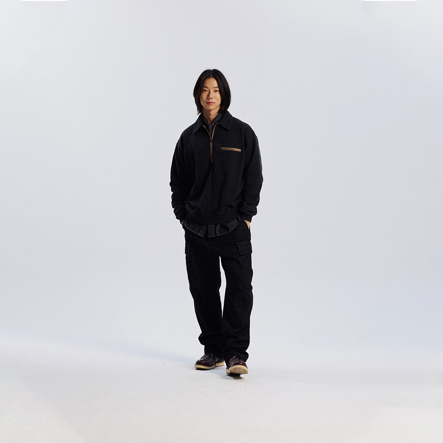 Frizmworks Vintage Dyeing Half Zip Sweat Vintage Black