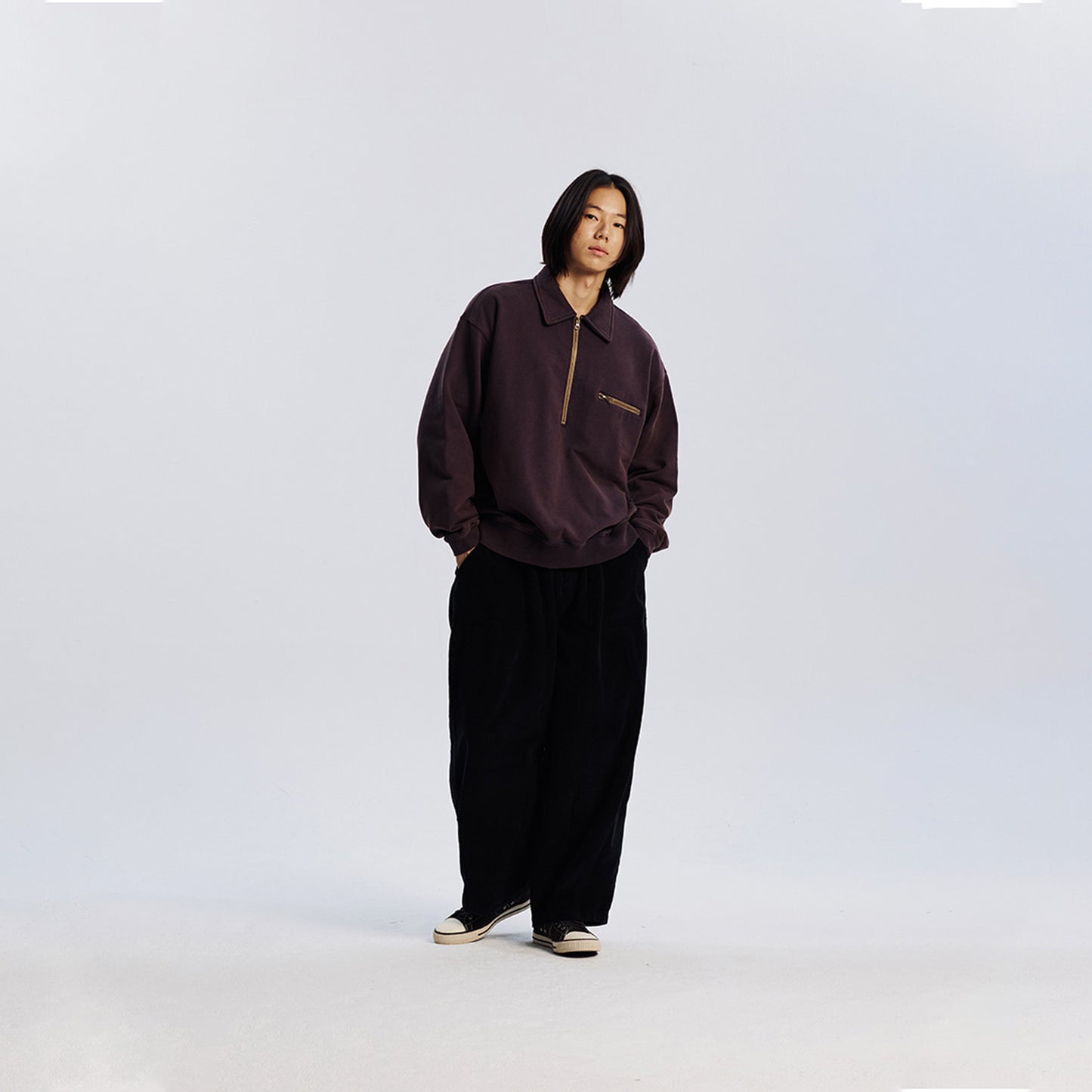 Frizmworks Vintage Dyeing Half Zip Sweat Vintage Purple