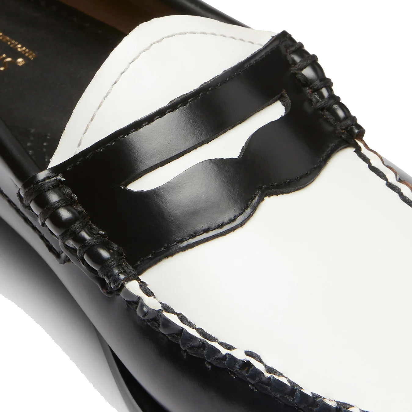 G.H.Bass Womens Bass Weejun Penny Loafer Black & White Leather - The Sporting Lodge