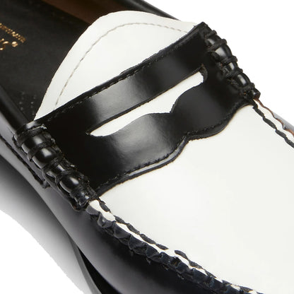 G.H.Bass Womens Bass Weejun Penny Loafer Black & White Leather - The Sporting Lodge