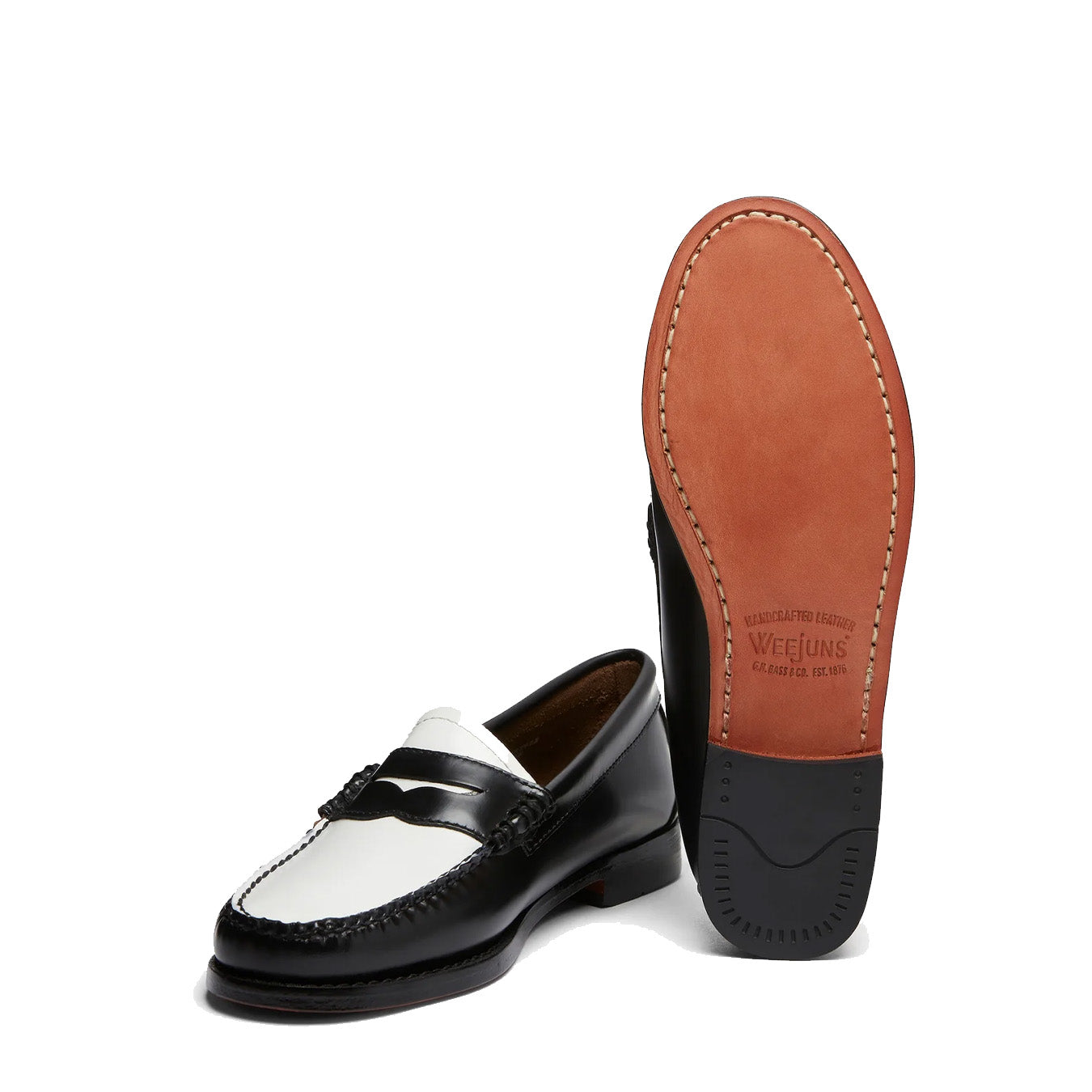 G.H.Bass Womens Bass Weejun Penny Loafer Black & White Leather - The Sporting Lodge