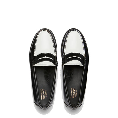 G.H.Bass Womens Bass Weejun Penny Loafer Black & White Leather - The Sporting Lodge