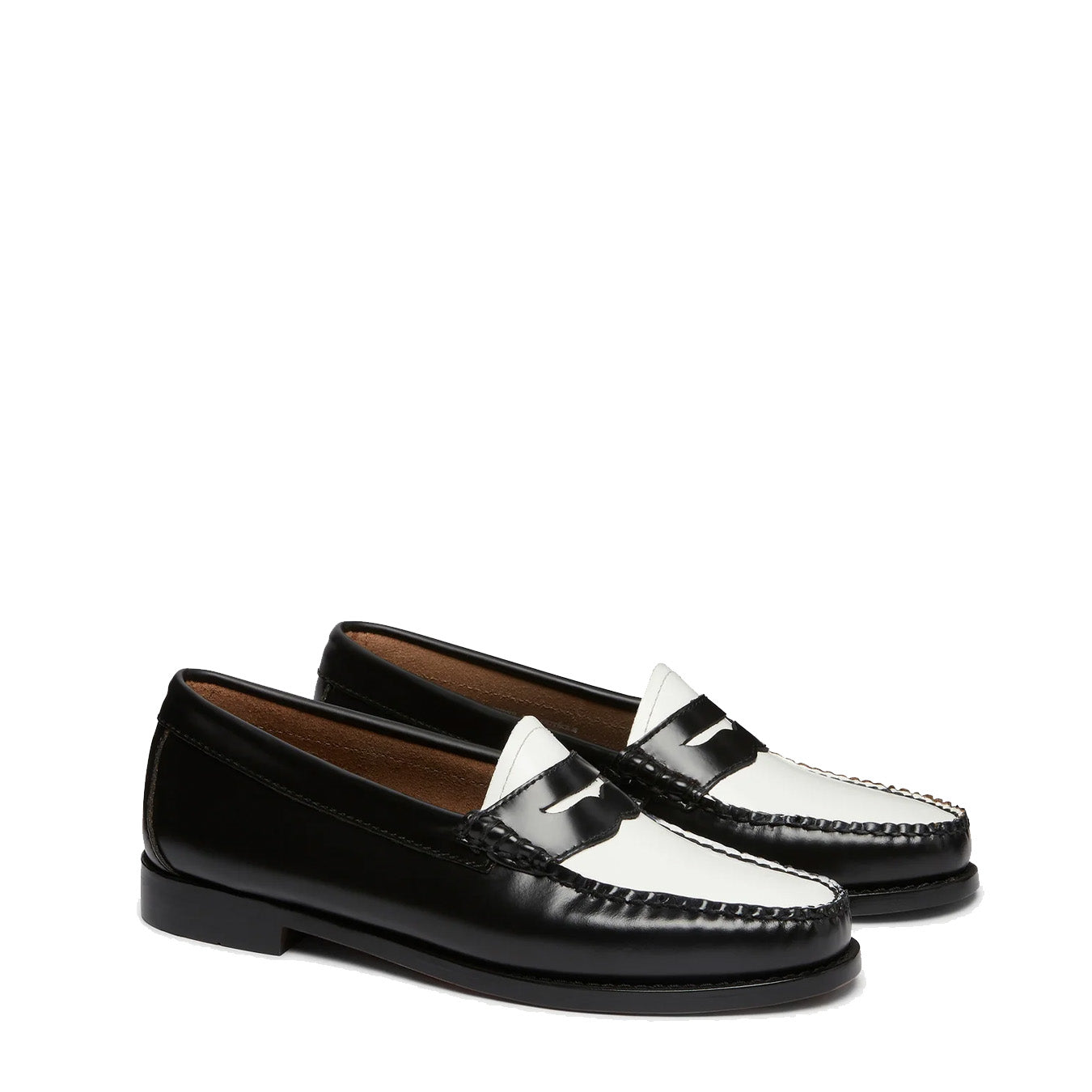 G.H.Bass Womens Bass Weejun Penny Loafer Black & White Leather - The Sporting Lodge