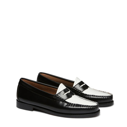 G.H.Bass Womens Bass Weejun Penny Loafer Black & White Leather - The Sporting Lodge
