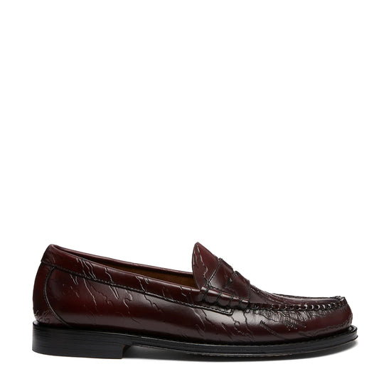 G.H.Bass x Maharishi Larson Penny Loafers Wine Embossed Leather - The Sporting Lodge