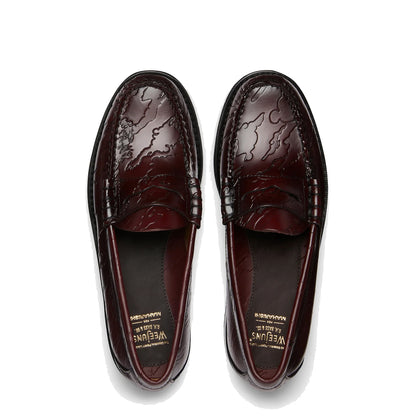 G.H.Bass x Maharishi Larson Penny Loafers Wine Embossed Leather - The Sporting Lodge