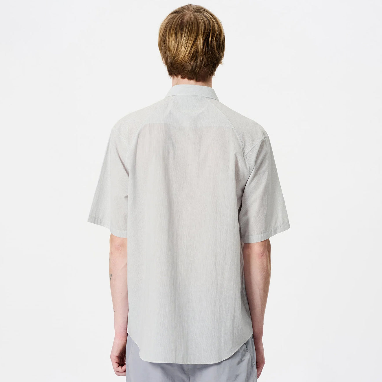 Goldwin Fine Cotton Seersucker Striped S/S Shirt Black