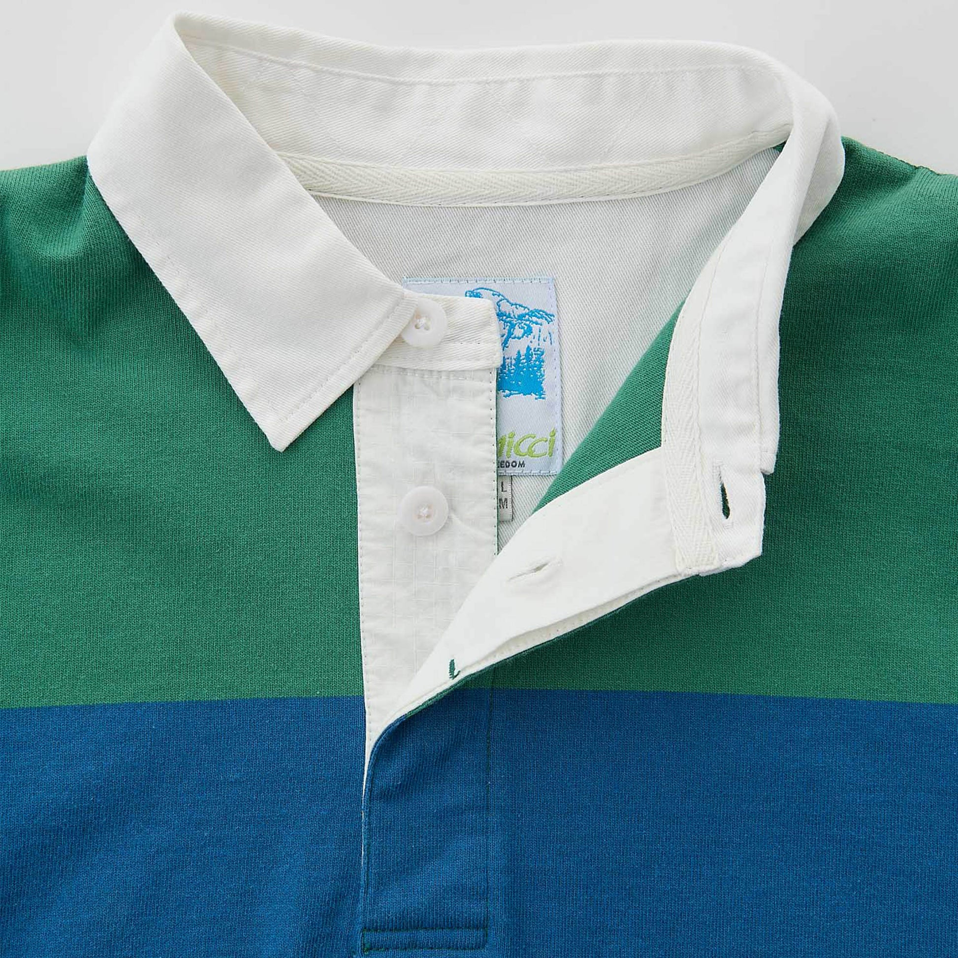 Gramicci Langdon Rugby Shirt Cerulean / Emerald - The Sporting Lodge