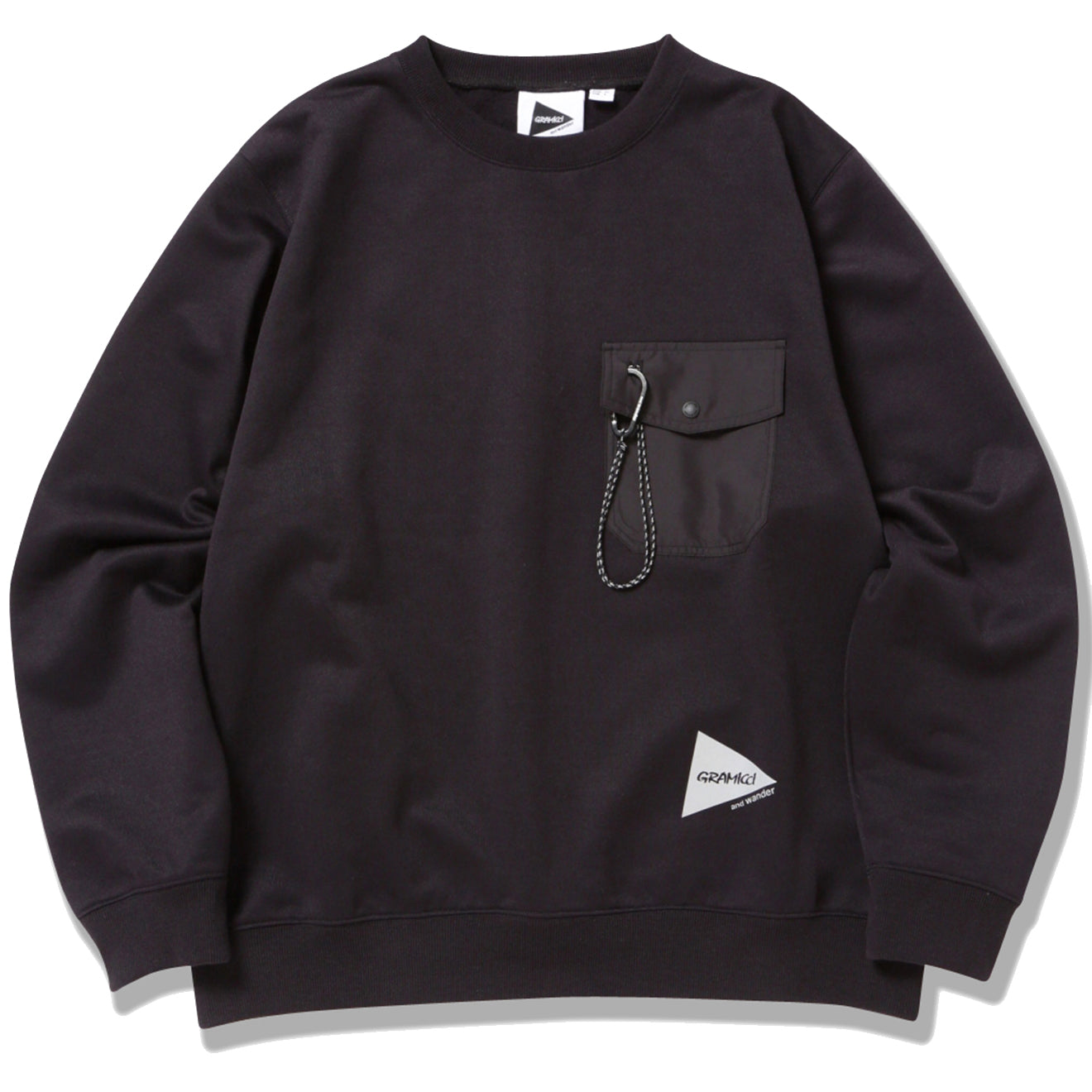Gramicci x And Wander Pocket Sweatshirt Black - The Sporting Lodge