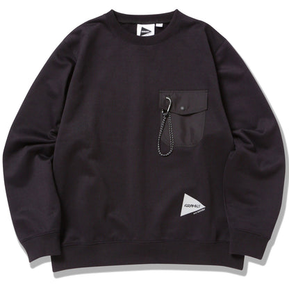 Gramicci x And Wander Pocket Sweatshirt Black - The Sporting Lodge