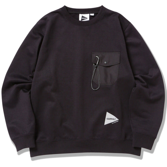 Gramicci x And Wander Pocket Sweatshirt Black - The Sporting Lodge