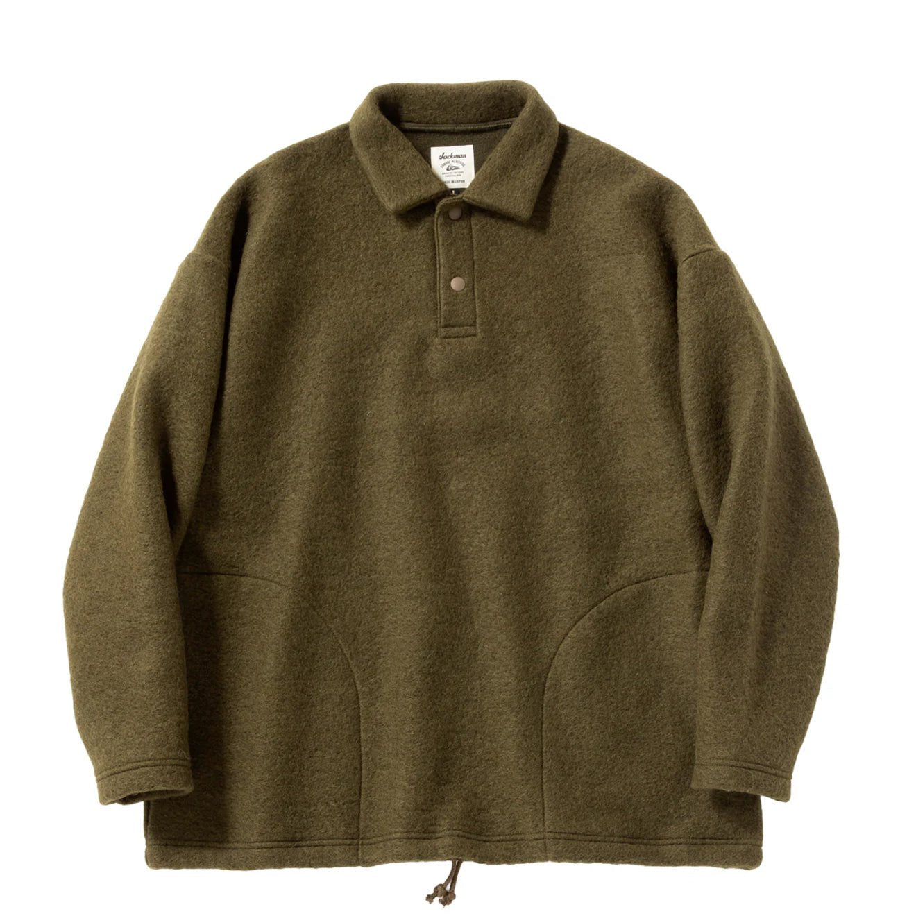 Jackman Wool HIMO Polo Knit Olive - The Sporting Lodge
