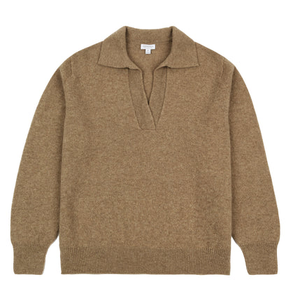 Sunspel Womens Lambswool Polo Mink