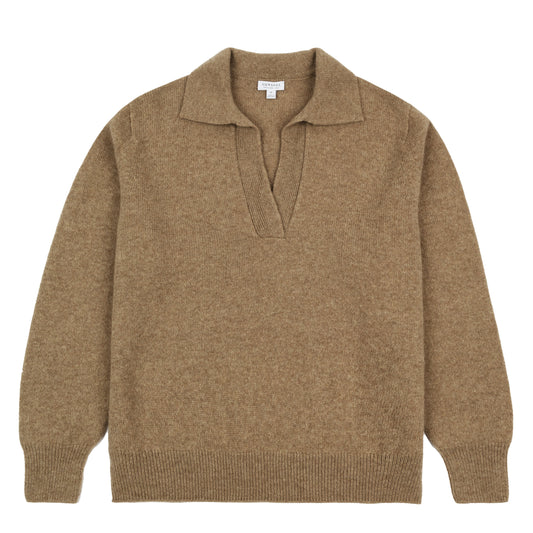 Sunspel Womens Lambswool Polo Mink