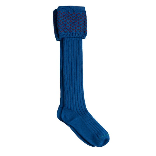 House of Cheviot Boughton Speckled Top Socks Blue / Burgundy - The Sporting Lodge