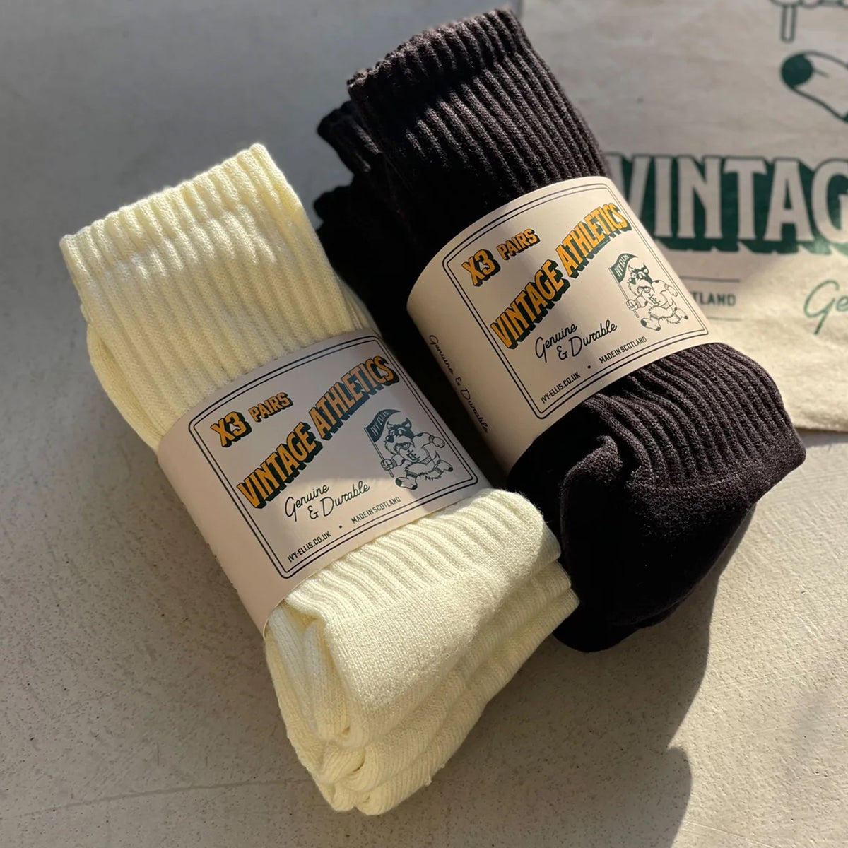 Ivy Ellis Vintage Atheltic Socks 3 Pack Cream