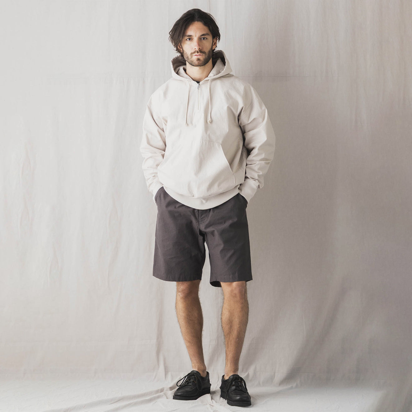 Jackman Back Nep Zip Parka Hooded Sweat Rosin White - The Sporting Lodge