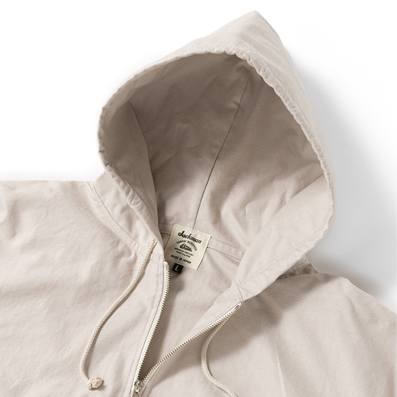 Jackman Back Nep Zip Parka Hooded Sweat Rosin White - The Sporting Lodge