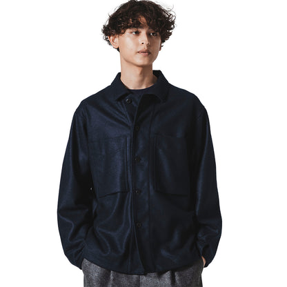 Jackman Comp Wool BB Overshirt Jacket Navy