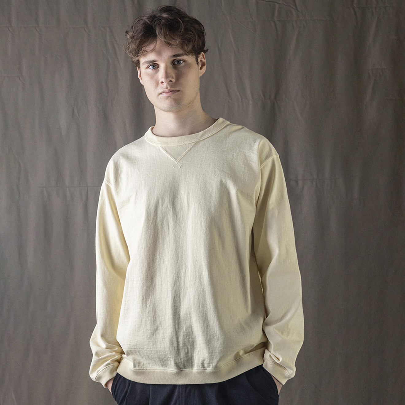 Jackman Dotsume Rib L/S T-Shirt Uni Cream