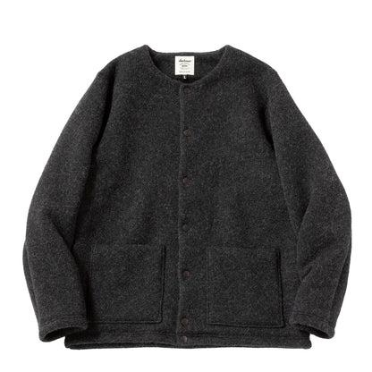 Jackman Wool Collarless Knit Jacket Heather Black