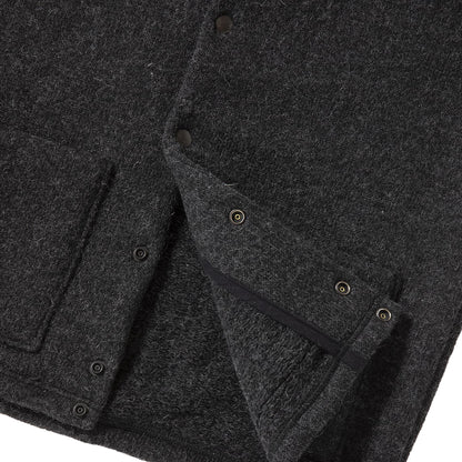 Jackman Wool Collarless Knit Jacket Heather Black
