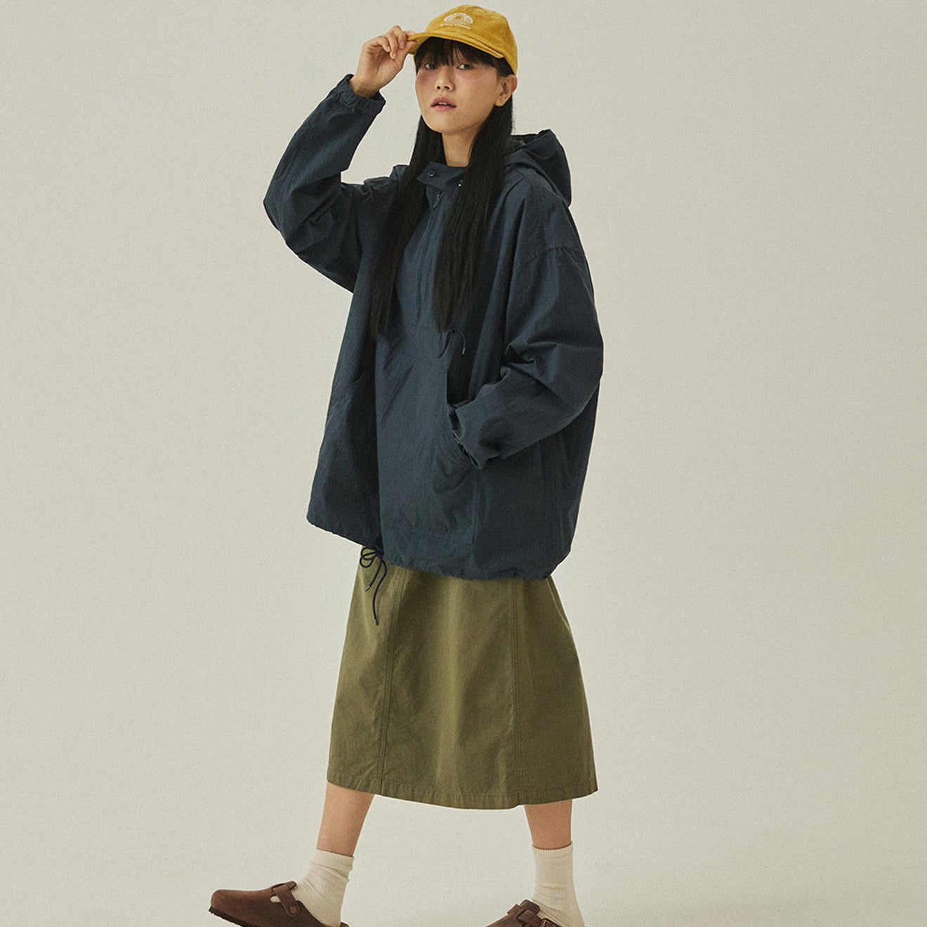 Kappy Button Hoodie Anorak Deep Navy - The Sporting Lodge