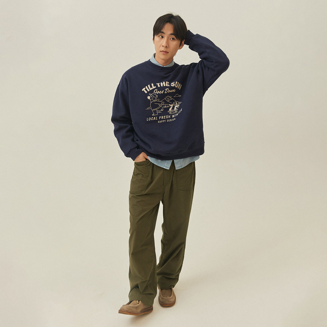 Kappy Kappy Bear Fluff Sweat Shirt Navy