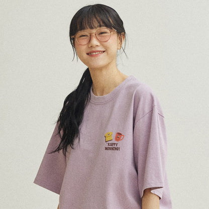 Kappy Kappy Morning Half T-Shirt Toru Fukuda Edition Lilac - The Sporting Lodge