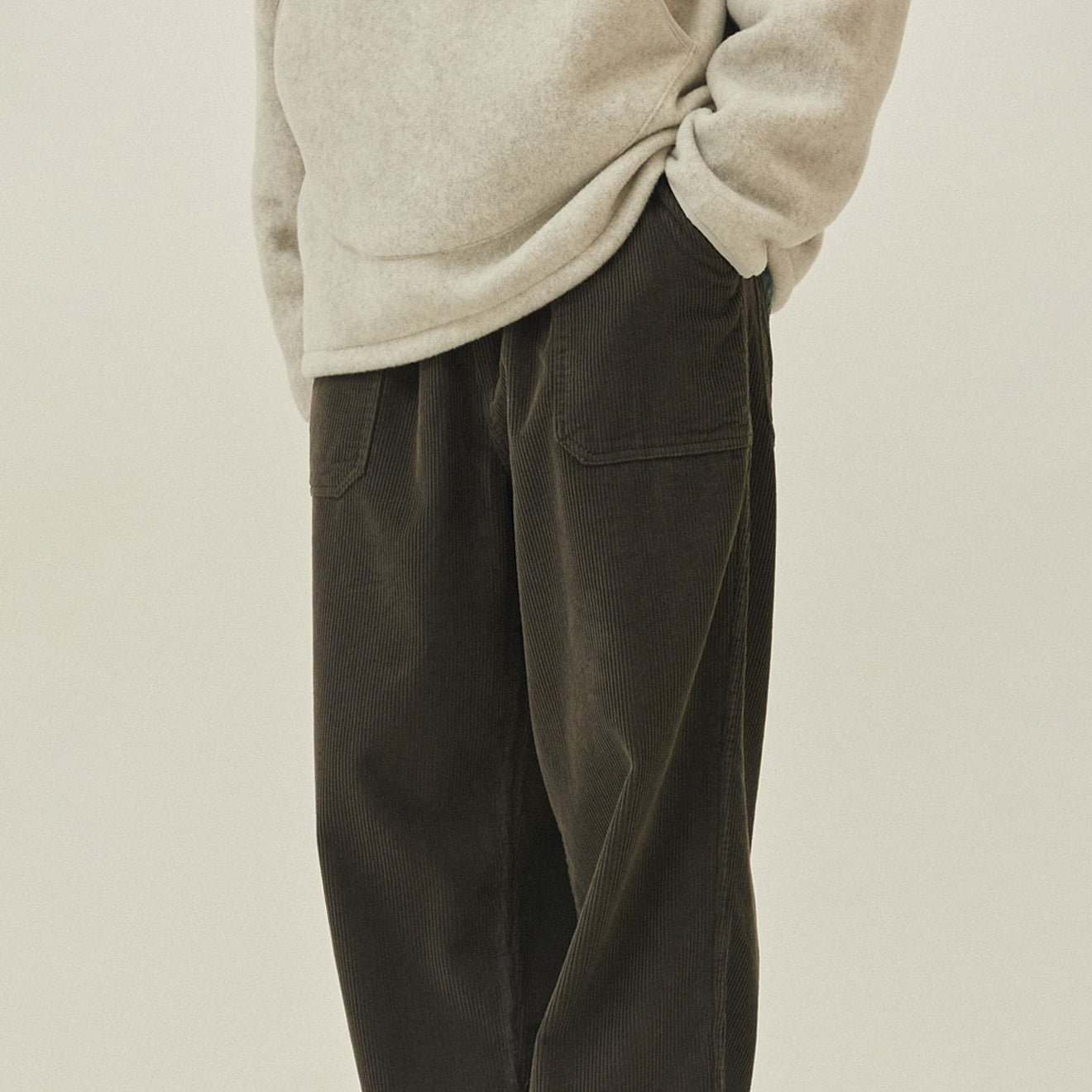 Kappy One Tuck Fatigue Corduroy Pants Charcoal