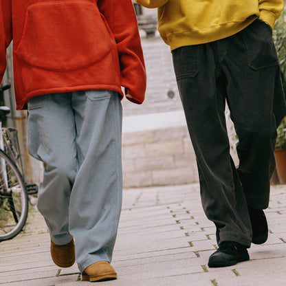 Kappy One Tuck Fatigue Corduroy Pants Charcoal