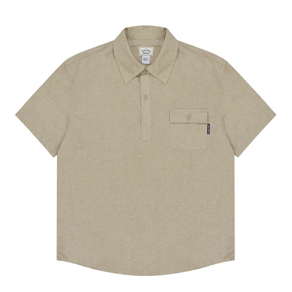 Kappy Pigment Henley Neck Half Shirt Beige - The Sporting Lodge