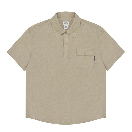 Kappy Pigment Henley Neck Half Shirt Beige - The Sporting Lodge